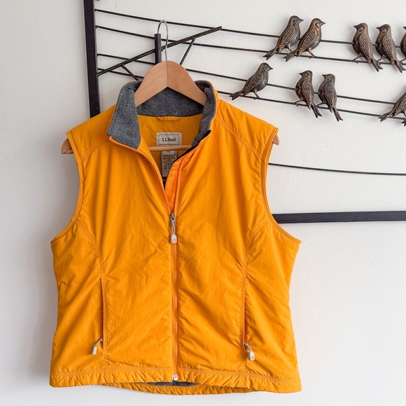 L.L. Bean Jackets & Blazers - LL Bean Womens Yellow Fleece Lined Nylon Vest L Hiking Outdoor Layering Retro